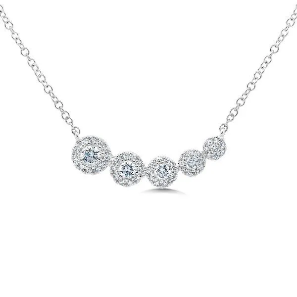 14k White Gold Diamond Halo Necklace Dickinson Jewelers Dunkirk, MD