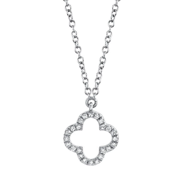 14k White Gold Diamond Clover Necklace Dickinson Jewelers Dunkirk, MD