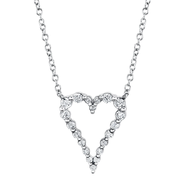 14k White Gold Diamond Heart Necklace Dickinson Jewelers Dunkirk, MD