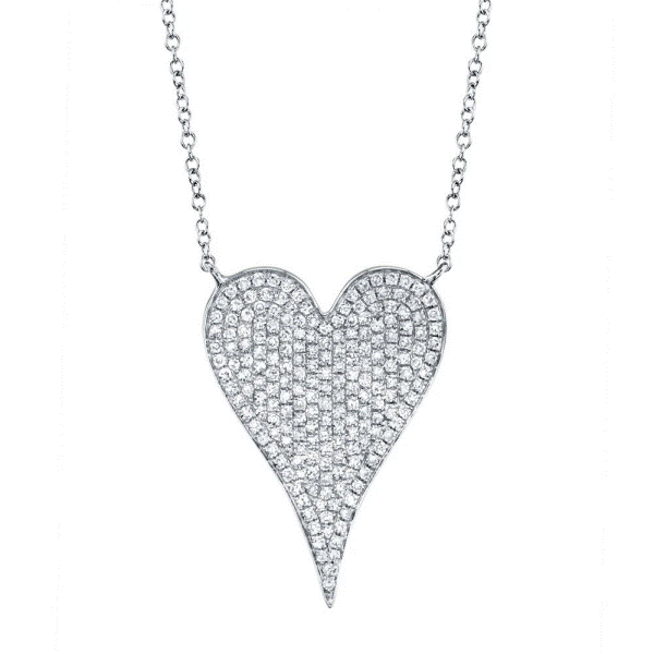 14k White Gold Diamond Heart Necklace Dickinson Jewelers Dunkirk, MD