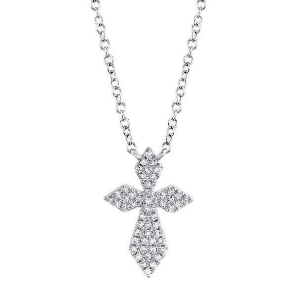 14k White Gold Diamond Cross Necklace Dickinson Jewelers Dunkirk, MD