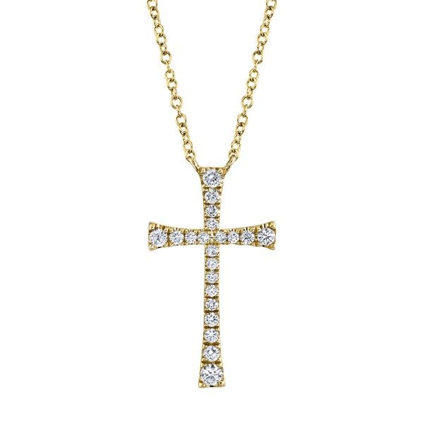 14k Yellow Gold Diamond Cross Necklace Dickinson Jewelers Dunkirk, MD