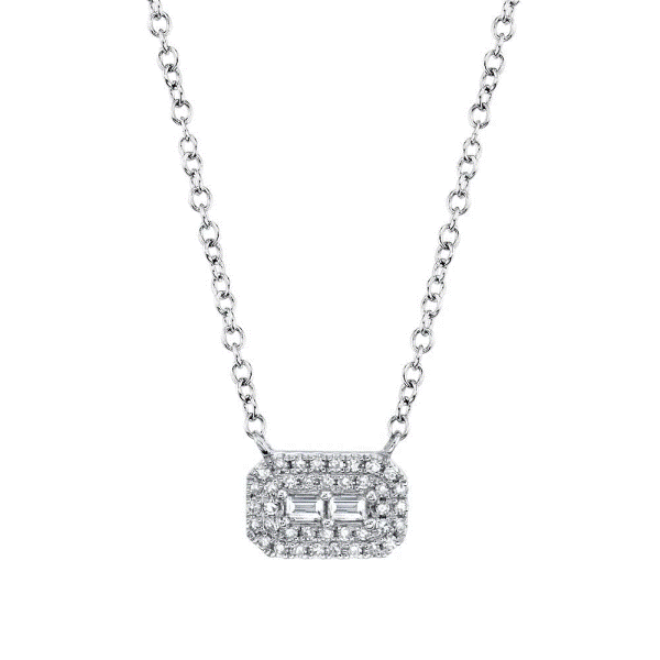 14k White Gold Diamond Halo Necklace Dickinson Jewelers Dunkirk, MD