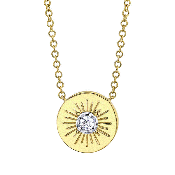 14k Yellow Gold Diamond Disc Necklace Dickinson Jewelers Dunkirk, MD
