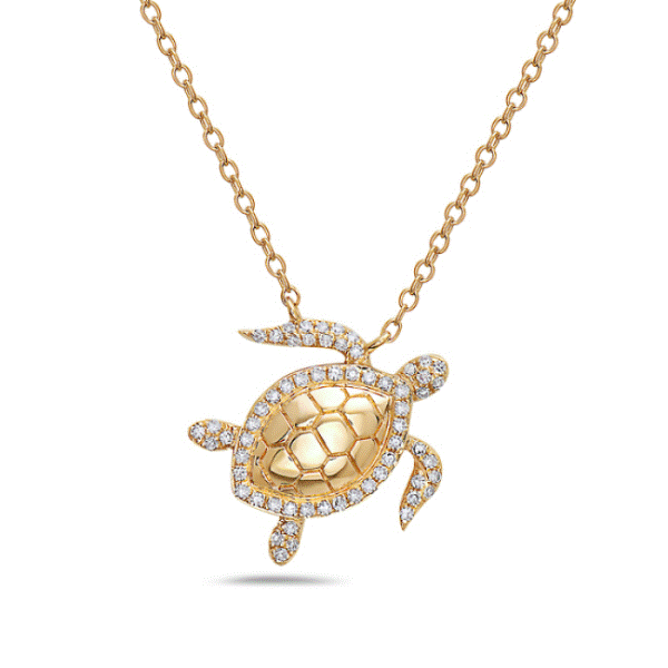 14k Yellow Gold Diamond Turtle Necklace Dickinson Jewelers Dunkirk, MD