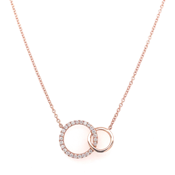 14k Rose Gold Diamond Interlocking Circles Necklace Dickinson Jewelers Dunkirk, MD