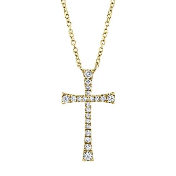 14k Yellow Gold Diamond Cross Necklace Dickinson Jewelers Dunkirk, MD