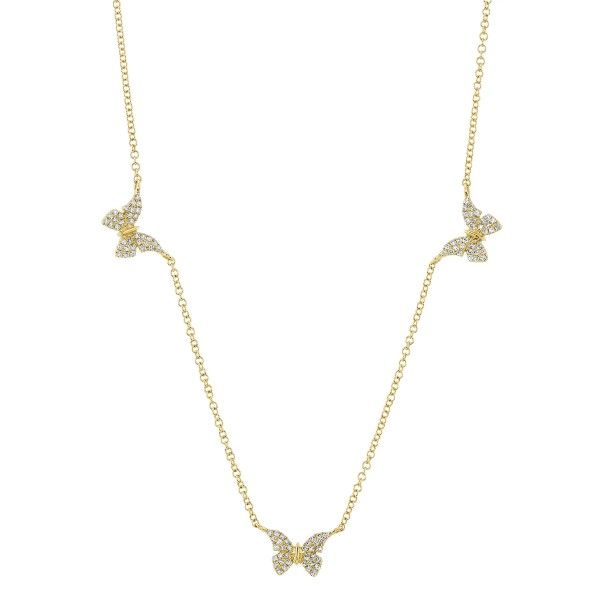 14k Yellow Gold Diamond Butterfly Necklace Dickinson Jewelers Dunkirk, MD