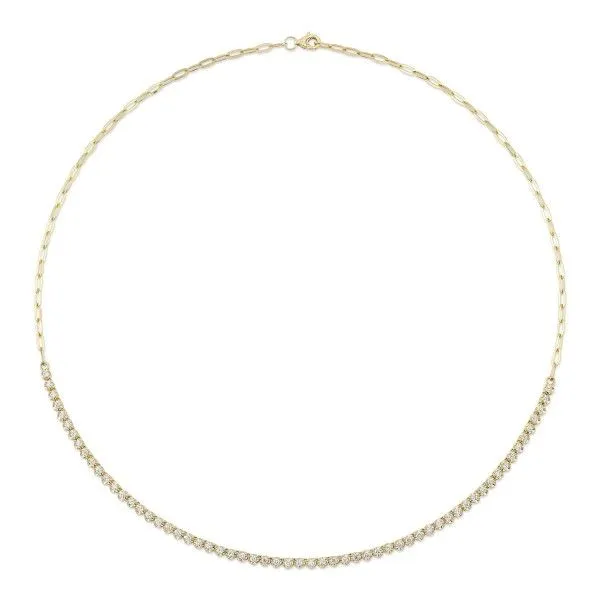 14k Yellow Gold Half Diamond Tennis Necklace Dickinson Jewelers Dunkirk, MD