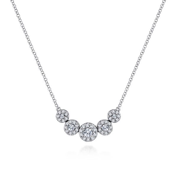 14k White Gold Diamond Halo Necklace Dickinson Jewelers Dunkirk, MD