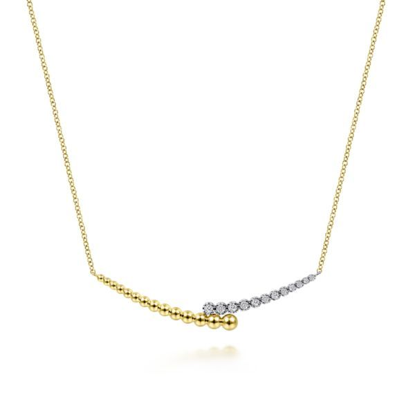 14k Yellow-White Gold Diamond Bar Necklace Dickinson Jewelers Dunkirk, MD