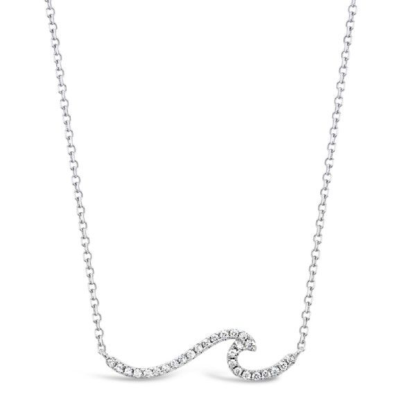 14k White Gold Diamond Wave Necklace Dickinson Jewelers Dunkirk, MD