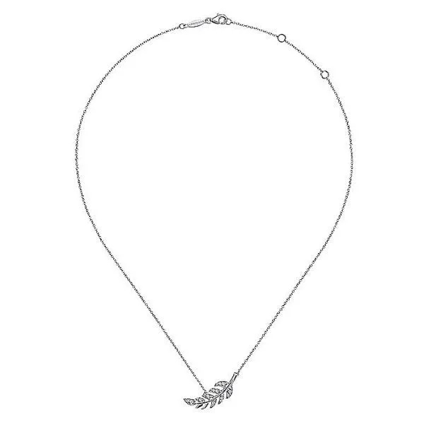 14k White Gold Diamond Leaf Necklace Image 2 Dickinson Jewelers Dunkirk, MD