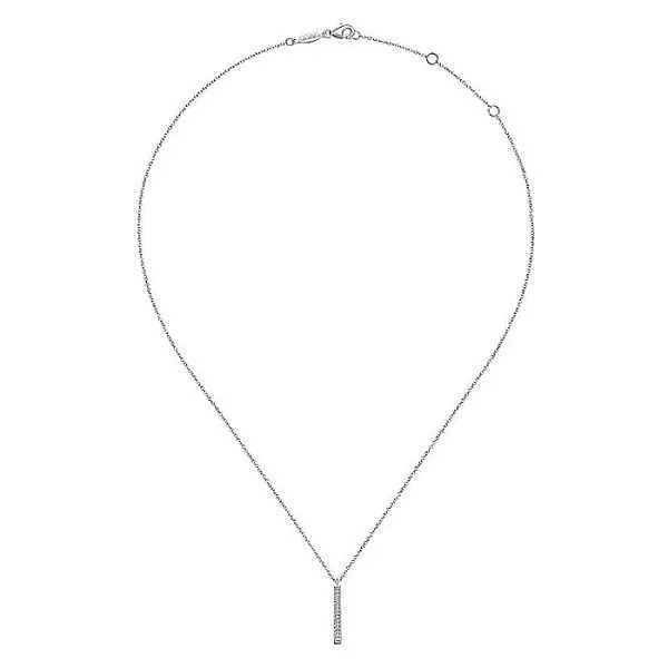 14k White Gold Diamond Bar Pendant Image 2 Dickinson Jewelers Dunkirk, MD