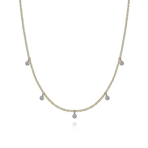 14k Yellow-White Gold Diamond Station Necklace Dickinson Jewelers Dunkirk, MD