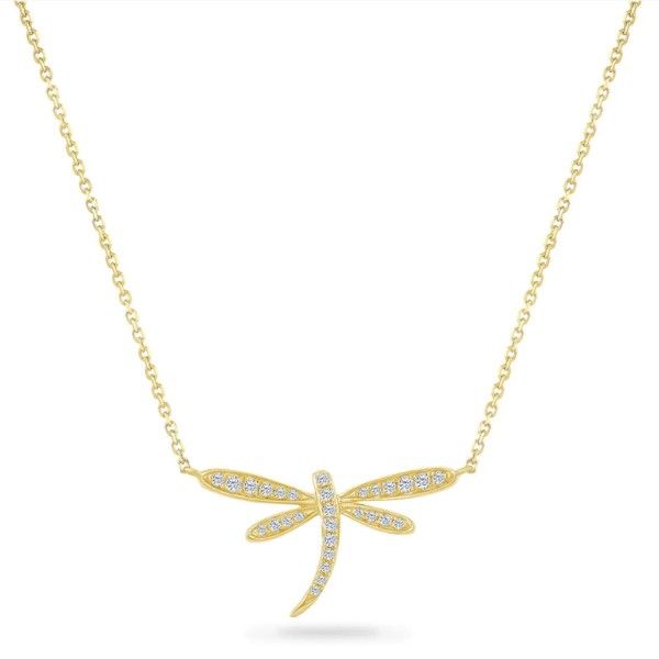14k Yellow Gold Diamond Dragonfly Necklace Dickinson Jewelers Dunkirk, MD