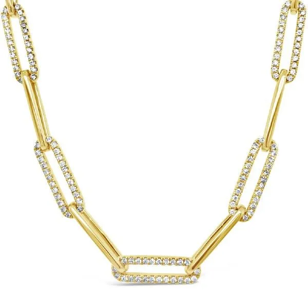 14k Yellow Gold Diamond Paperclip Chain Necklace Dickinson Jewelers Dunkirk, MD