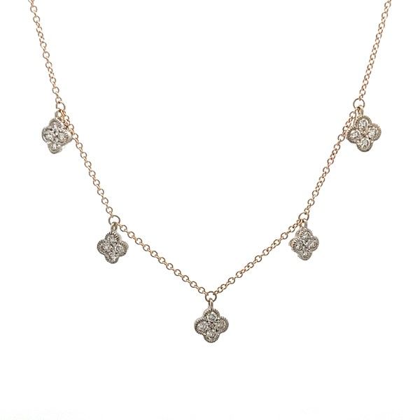 14Kt Yellow-White Diamond Clovers Necklace Dickinson Jewelers Dunkirk, MD