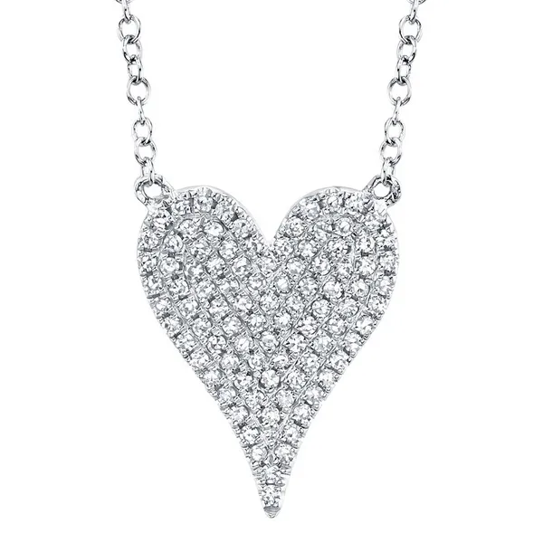 14Kt White Diamond Pave Heart Necklace Dickinson Jewelers Dunkirk, MD