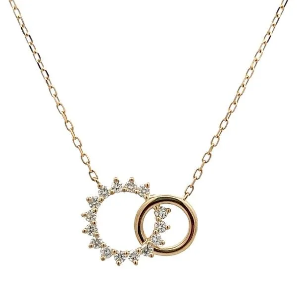 14k Yellow Gold Diamond Sun and Circle Interlocking Center Necklace Dickinson Jewelers Dunkirk, MD