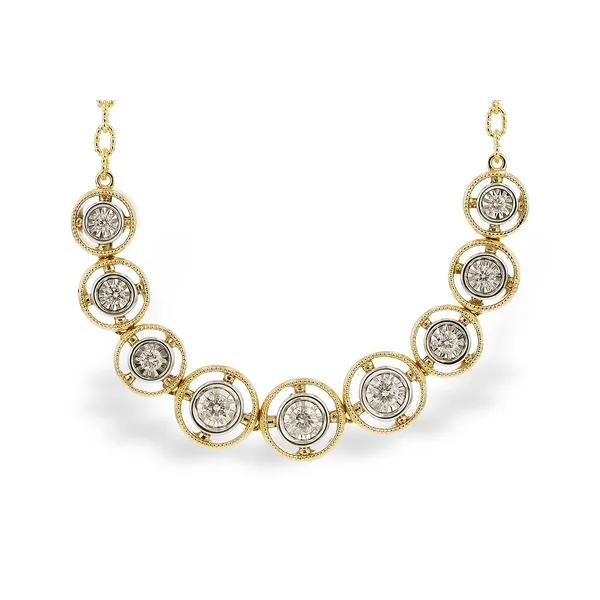 14kt Milgrain Accented 9-Diamond Graduated Center Necklace Dickinson Jewelers Dunkirk, MD