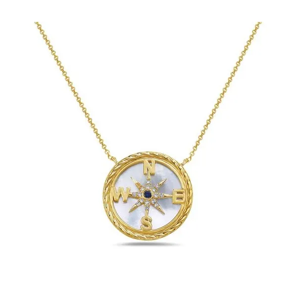 14k Yellow Gold MOP Compass Rose Necklace Dickinson Jewelers Dunkirk, MD