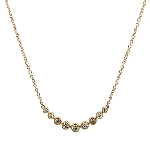 14 Karat Yellow Gold Diamond Bezel Bar Necklace Dickinson Jewelers Dunkirk, MD