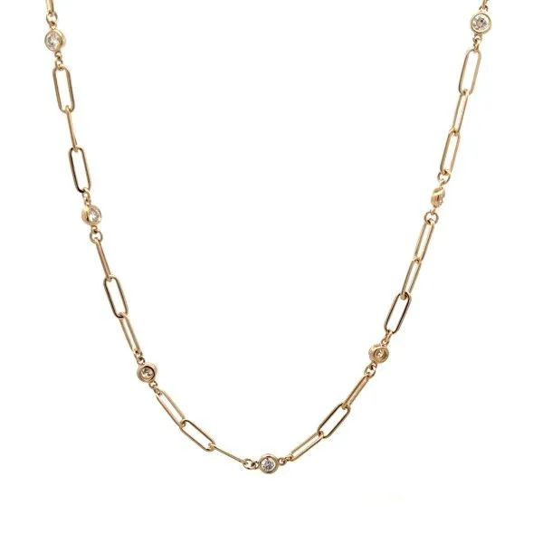 14 Karat Yellow Gold Paperclip Chain and Diamond Necklace Dickinson Jewelers Dunkirk, MD