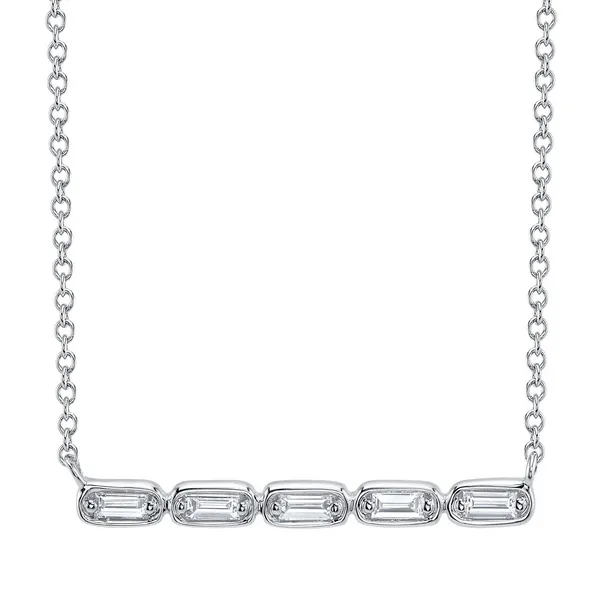 14Kt White Gold Baguette Diamond Bar Necklace Dickinson Jewelers Dunkirk, MD