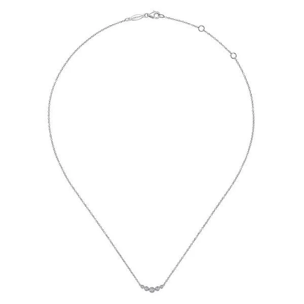 14K White Gold Curved Bezel Set Diamond Bar Necklace Image 2 Dickinson Jewelers Dunkirk, MD