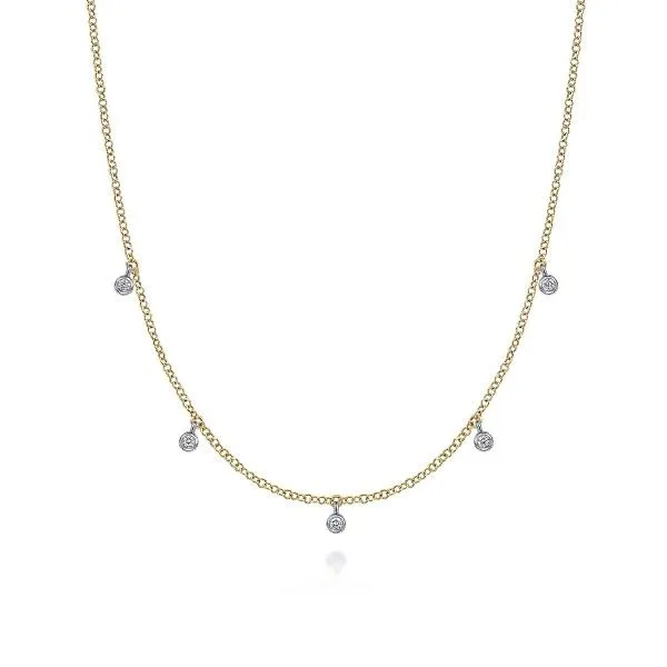 14K Yellow-White Gold Diamond Station Necklace Dickinson Jewelers Dunkirk, MD