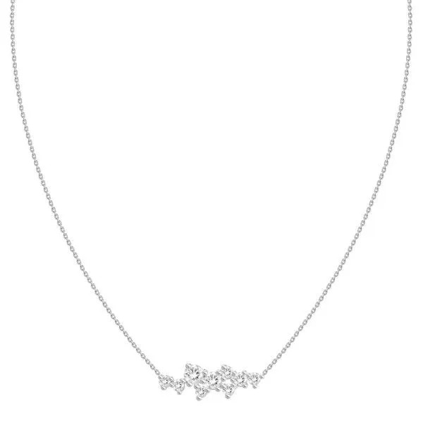 18K White Gold Round Cluster Bar Center Necklace Dickinson Jewelers Dunkirk, MD