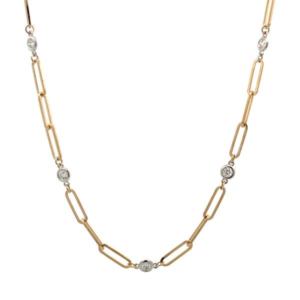 14K Tri-Tone Paperclip Diamonds by the Yard Necklace Dickinson Jewelers Dunkirk, MD