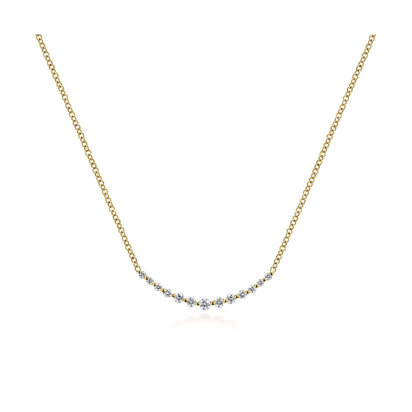 14K Yellow Gold Curved Diamond Bar Necklace Dickinson Jewelers Dunkirk, MD