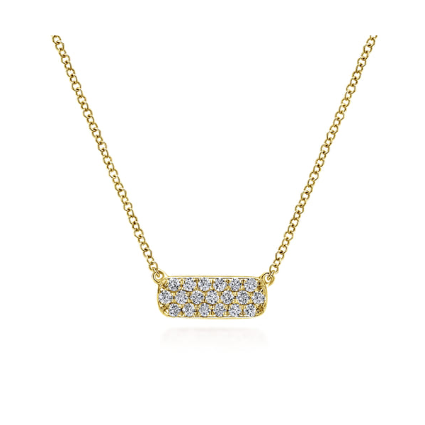 14K Yellow Gold Multi Row Diamond Bar Necklace Dickinson Jewelers Dunkirk, MD