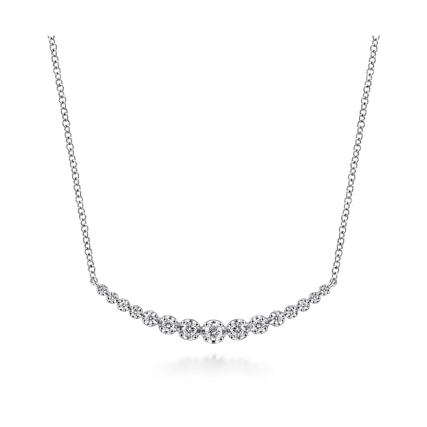 14K White Graduated Diamonds Bar Necklace Dickinson Jewelers Dunkirk, MD