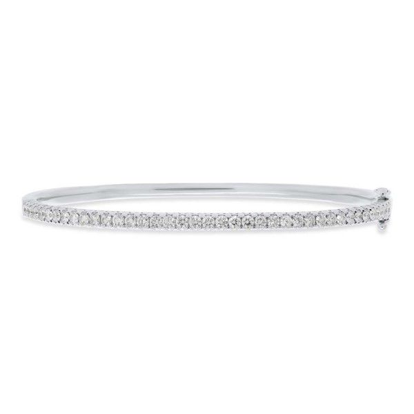 14k White Gold Hinged Diamond Bangle Bracelet Dickinson Jewelers Dunkirk, MD