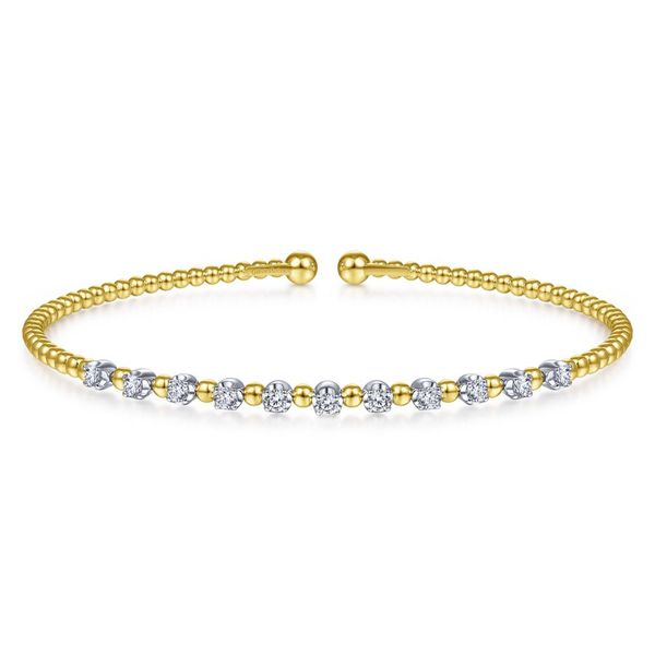 14k Yellow-White Gold Diamond Cuff Bracelet Dickinson Jewelers Dunkirk, MD