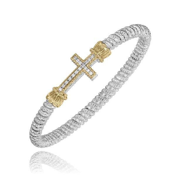 14k Yellow Gold and Sterling Silver Diamond Bracelet Dickinson Jewelers Dunkirk, MD