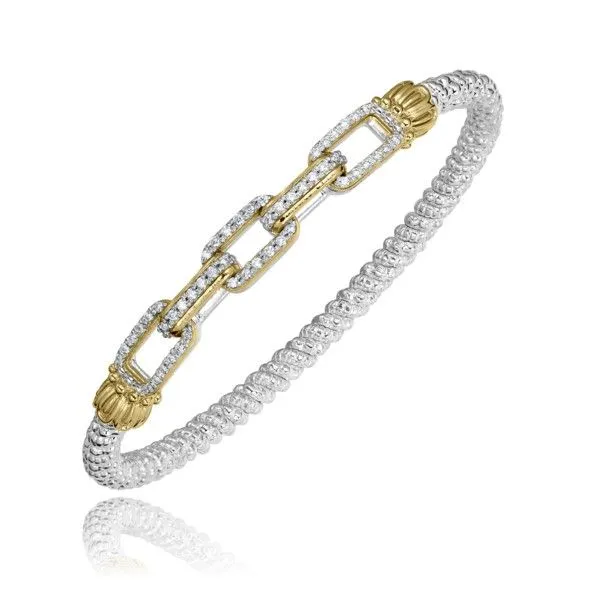 14k Yellow Gold and Sterling Silver Diamond Bracelet Dickinson Jewelers Dunkirk, MD