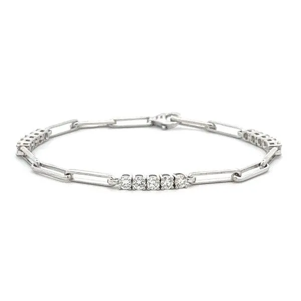 14k White Gold Diamond Paperclip Chain Bracelet Dickinson Jewelers Dunkirk, MD