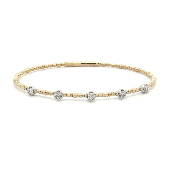 14Kt 5-Station Round Diamonds Flex Bangle Bracelet Dickinson Jewelers Dunkirk, MD