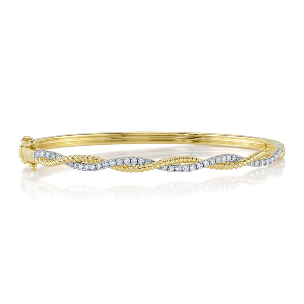 14Kt Yellow Twisted Rope and Diamond Bangle Dickinson Jewelers Dunkirk, MD