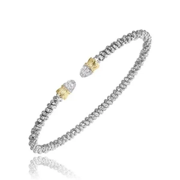 14Kt Yellow Gold and Sterling Silver Moir&eacute; Beading Open Bracelet Dickinson Jewelers Dunkirk, MD