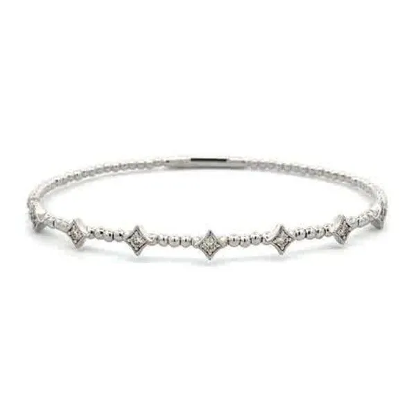 14Kt White Gold 7-Diamond Stations Flex Bangle Dickinson Jewelers Dunkirk, MD