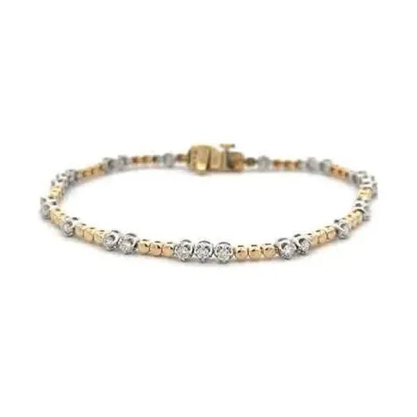 14ktt Beaded and "1-2-3" Alternating Links Bracelet Dickinson Jewelers Dunkirk, MD