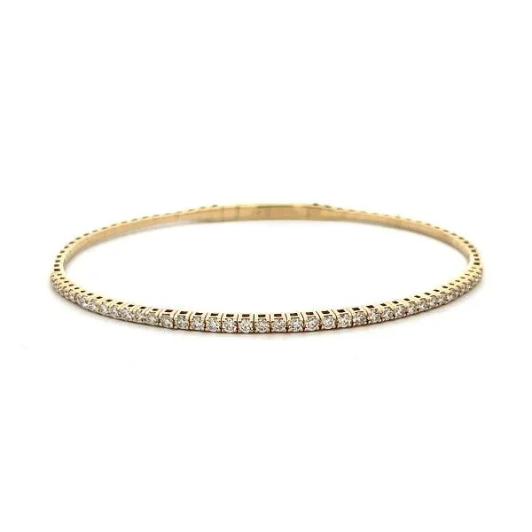 14K White Gold Straight Diamond Row Flexible Bangle Bracelet Dickinson Jewelers Dunkirk, MD