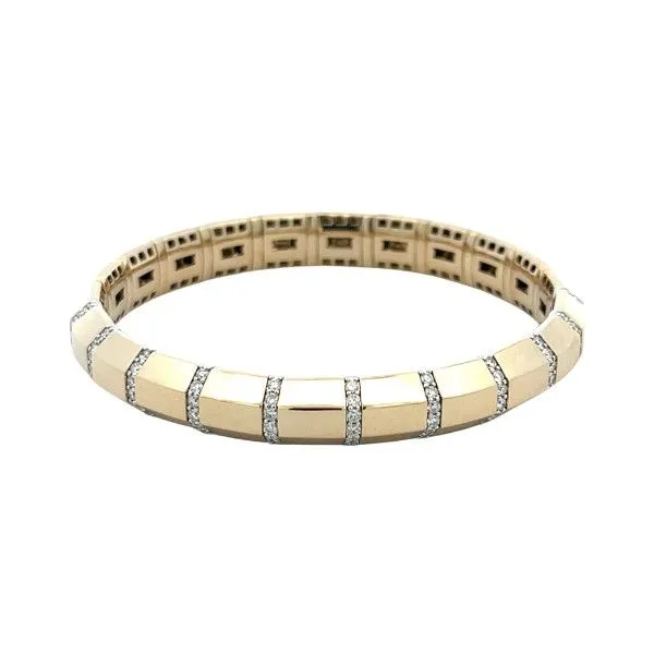 14K Yellow Gold Diamond Bars Stretch Bangle Bracelet Dickinson Jewelers Dunkirk, MD