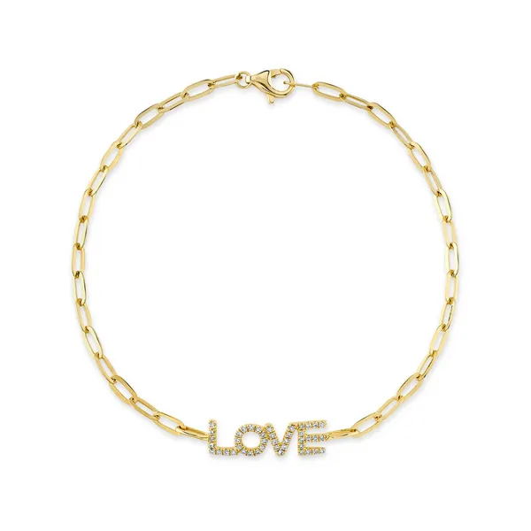14Kt Yellow Gold Diamond LOVE Paperclip Link Bracelet Dickinson Jewelers Dunkirk, MD