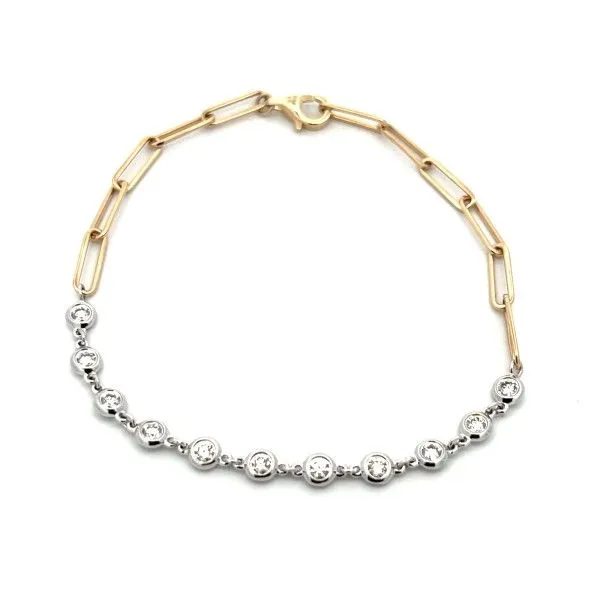 14K Tri-Tone Diamond Paperclip Link Bracelet Dickinson Jewelers Dunkirk, MD